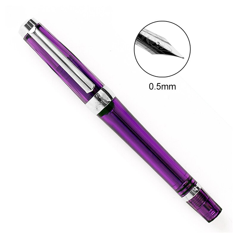 Wing Sung 3013 Vacuum Fountain Pen Resin Transparent EF/F Nib !: 0.5 purple