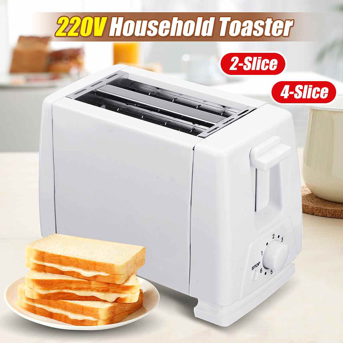 Electric Toaster Oven Household Electric Automatic Bread Baking Maker Breakfast Machine Toast Sandwich Grill Oven 2/4 Slices