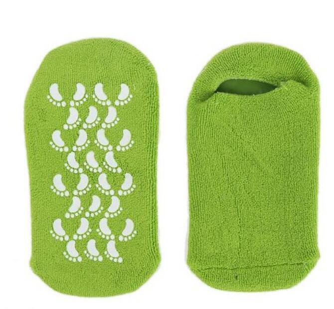 1 par återanvändbara spa-gel strumpor handskar fuktgivande blekning exfolierande släta händer fotvård för vuxna handmask: Grön fot