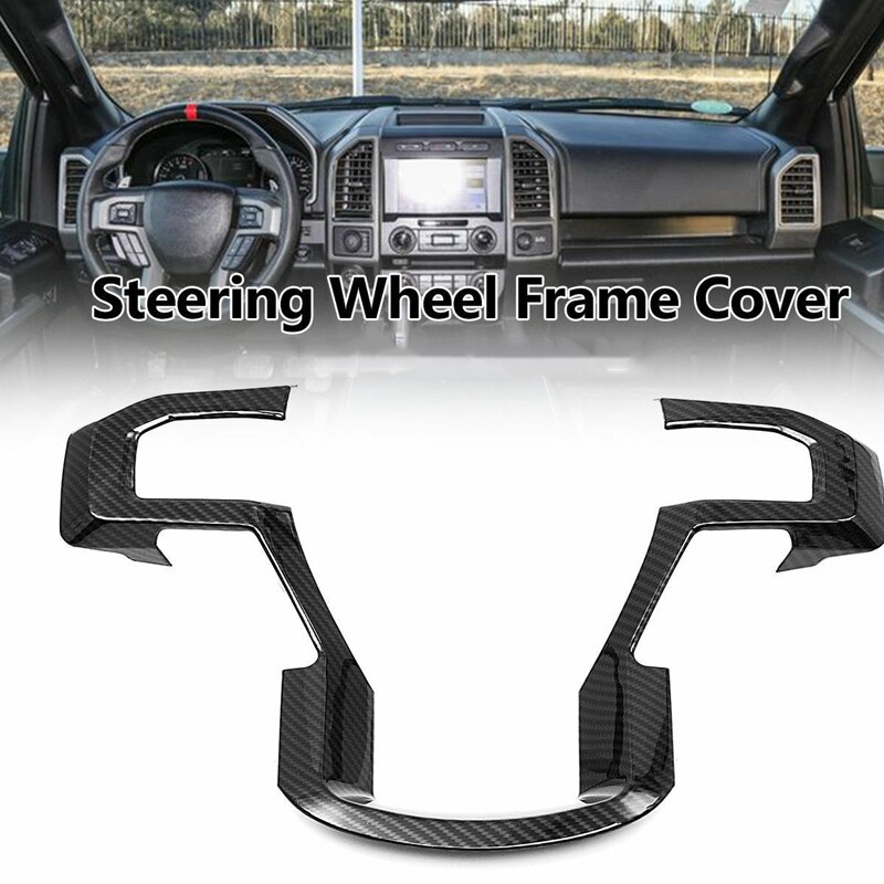 Auto koolstofvezel stuurwiel sierlijst paneel afdekking voor ford  f150 accessoires
