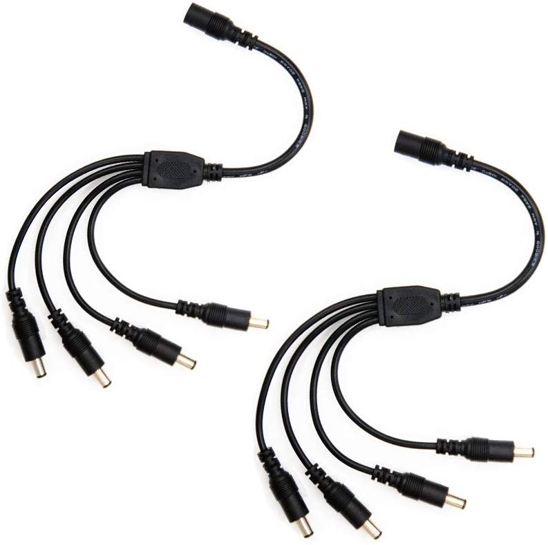 2 Pack black 1 Vrouw tot 4 man 5.5mm X 2.1mm CCTV DC Voeding Splitter Kabel