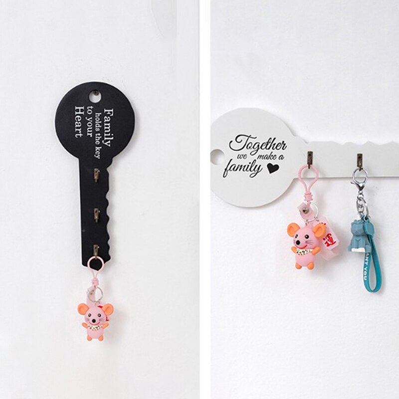 Retro Wood Key Holder Wall Keys Shape Hook Storage Rack Hanger