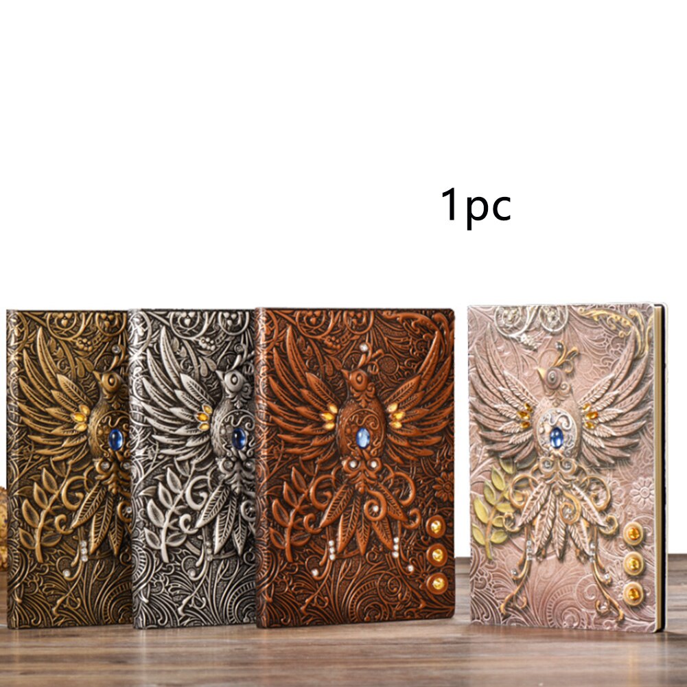 Journal PU Cover School Retro Notebook Handcraft Travel Hardcover Writing Pads Embossed Diary Phoenix Home