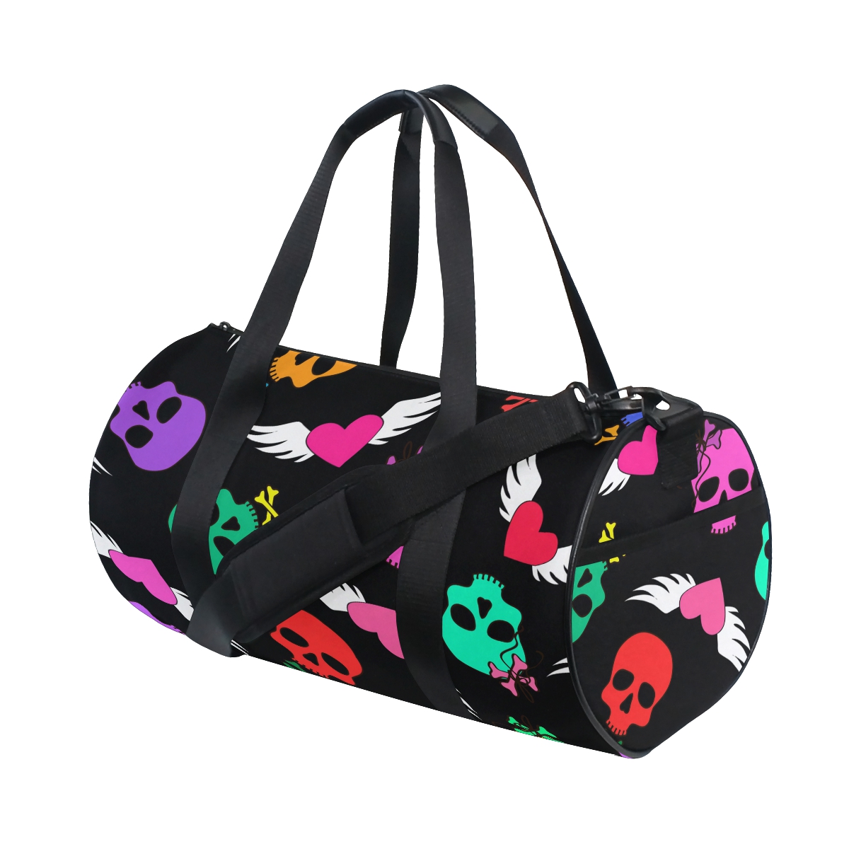 ALAZA Gym Travel Bag Sport Outdoor bags Skull Printing Canvas Women Large Pocket Casual Tote Handbag Shoulder Bag For Men: 08