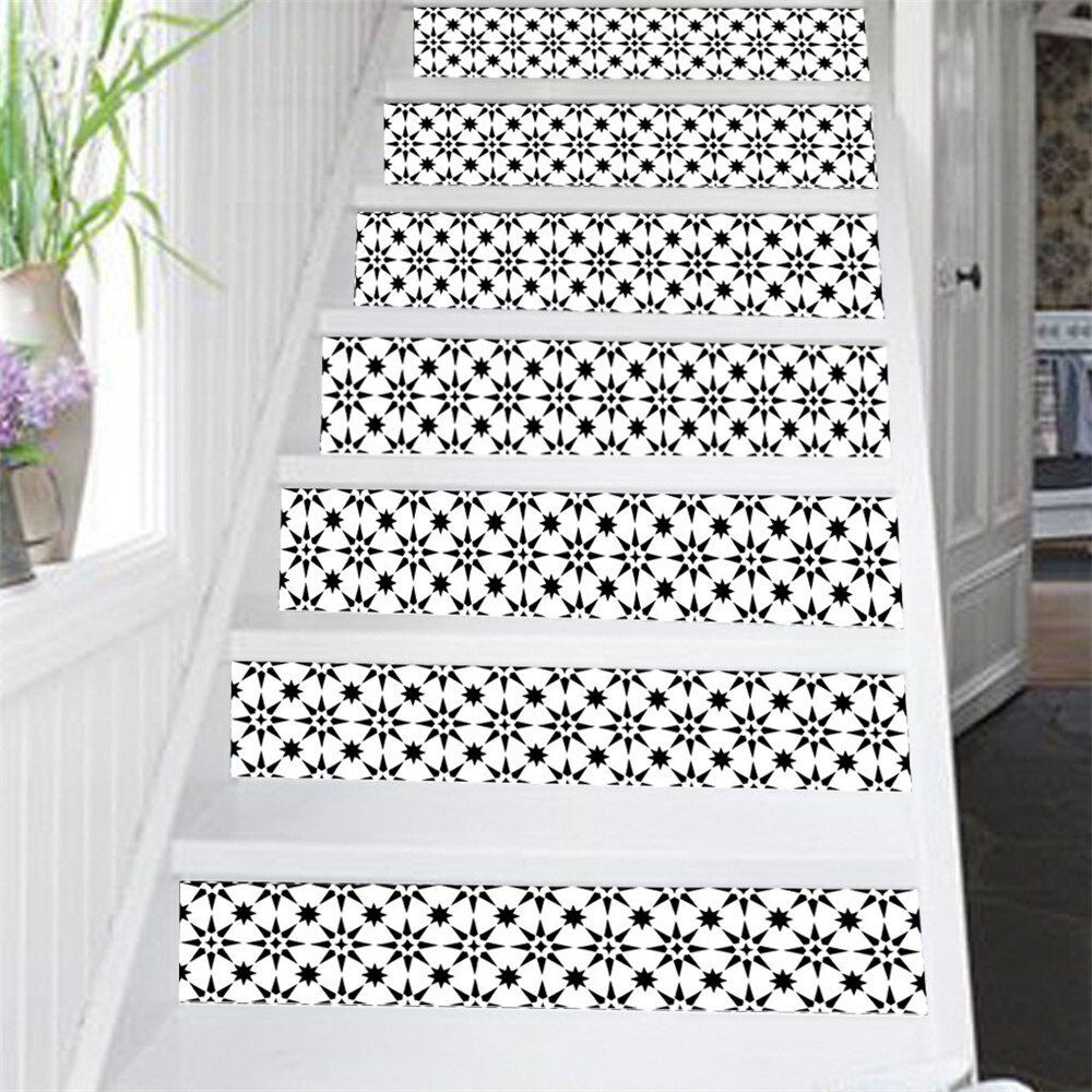 6Pcs 18x100cm Stair Sticker Waterproof Self-adhesive PVC Staircase Sticker DIY Wall Decal For Bathroom Kitchen Stairway Decor