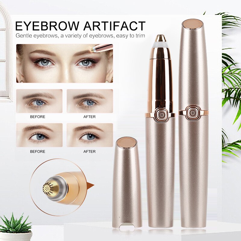 Stylo épilateur électrique indolore pour les yeux, soin de maquillage, rouge à lèvres, sourcils, rasoir avec rasoir de sourcils, nouveauté lumière LED