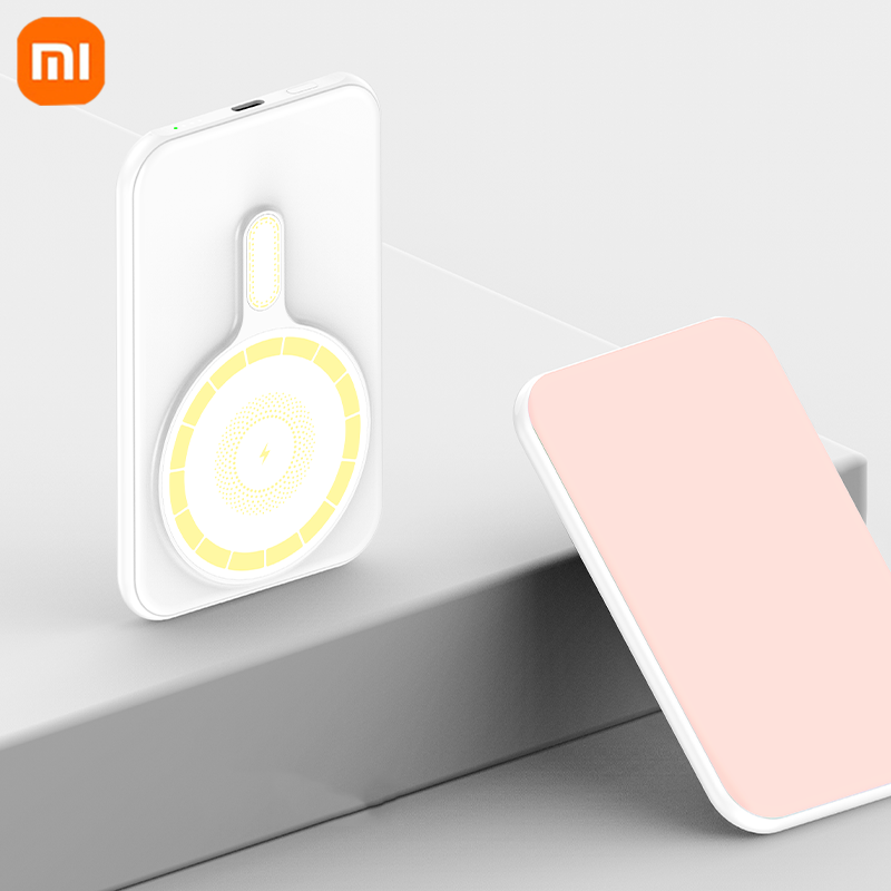 Xiaomi 5000 mah magnetisk trådløs oplader powerbank magsafe eksternt batteri super hurtig opladning powerbank til iphone 15 16: Orange