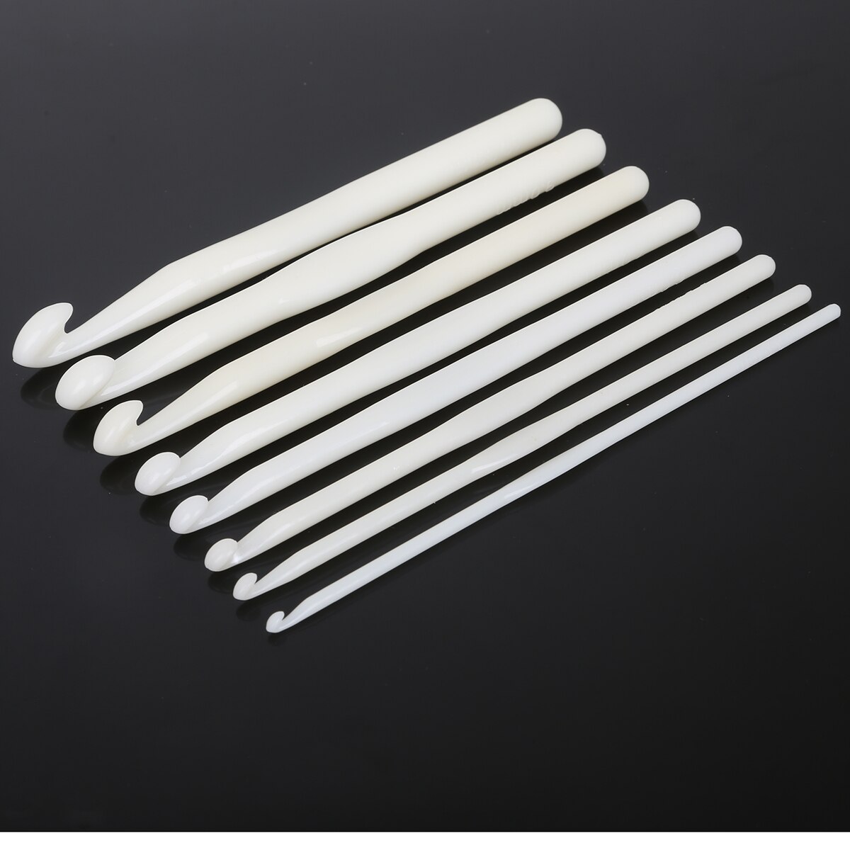 Gancho de ganchillo de plástico blanco para tejer, agujas de tejer, herramientas para suéter, accesorios para manualidades DIY, 3/4/5/6/7/8/9/10mm: Each Size 1Piece