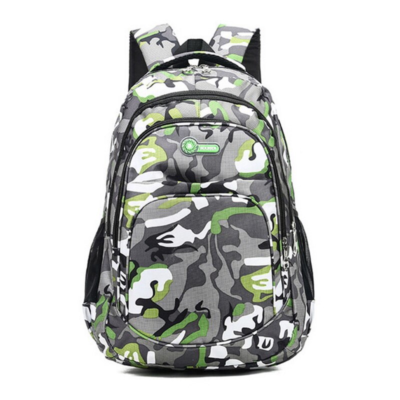 2 størrelser camouflage vandtæt skoletasker til piger drenge ortopædiske børn rygsæk børn bog taske mochila escolar skoletaske: Grøn -1