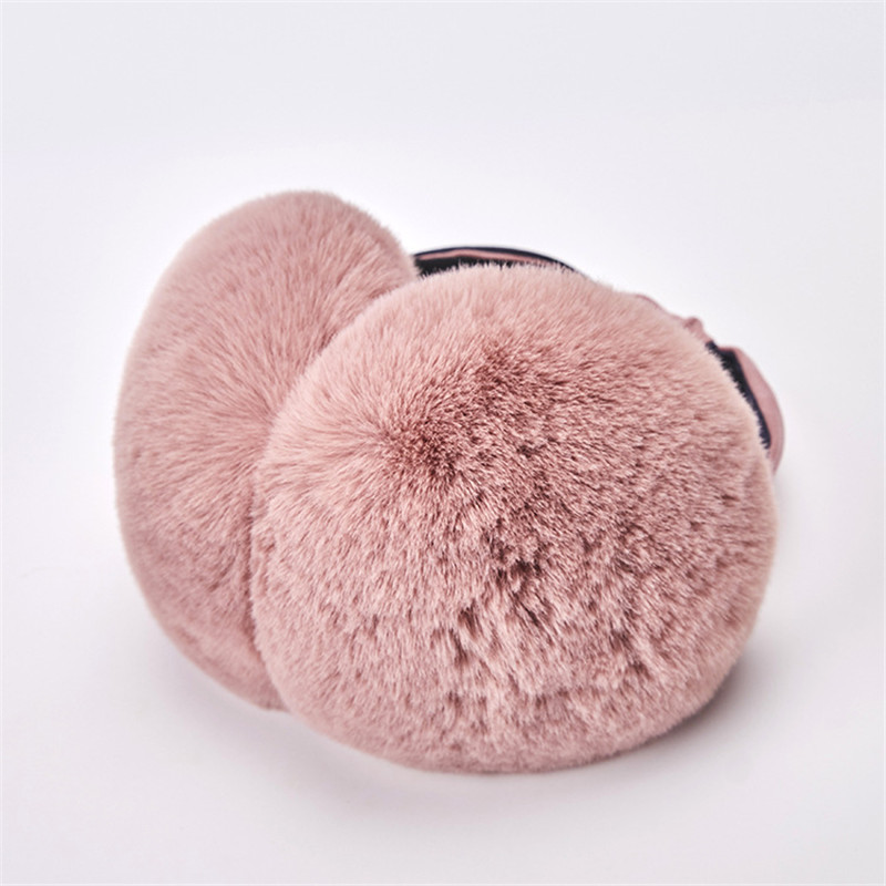 Winter Women Outdoor Earmuff Bowknot Foldable Cover Earphones Thick Plush Ear Warm Fluffy Fur Patchwork Headphone Girls