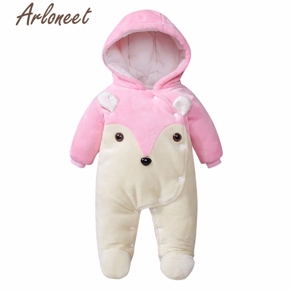 Arloneet dos desenhos animados casacos do bebê meninas inverno grosso casaco bonito raposa macacão com capuz outerwear algodão casaco de bebê menino outerwear: PK / 6 m