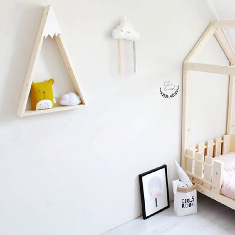 2 stk/sæt nordisk stil til babyværelse på væg træ sne bjerghylde til børneværelse dekorative træ opbevaringsholdere