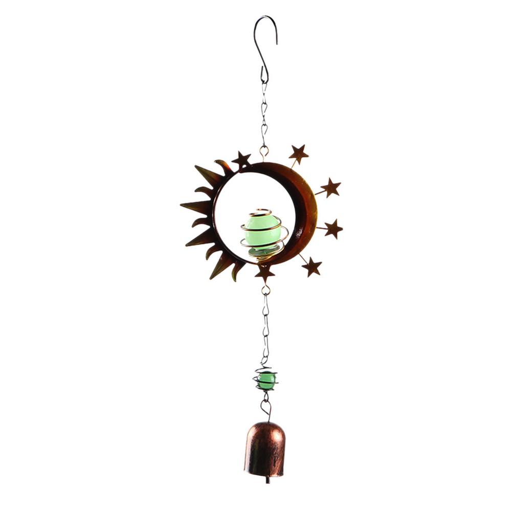 Wind Chimes Sun Moon Earth Wrought Iron Garden Decoration Luminous Pearl Earth Wrought Iron Wind Chimes For Garden Decoration: C