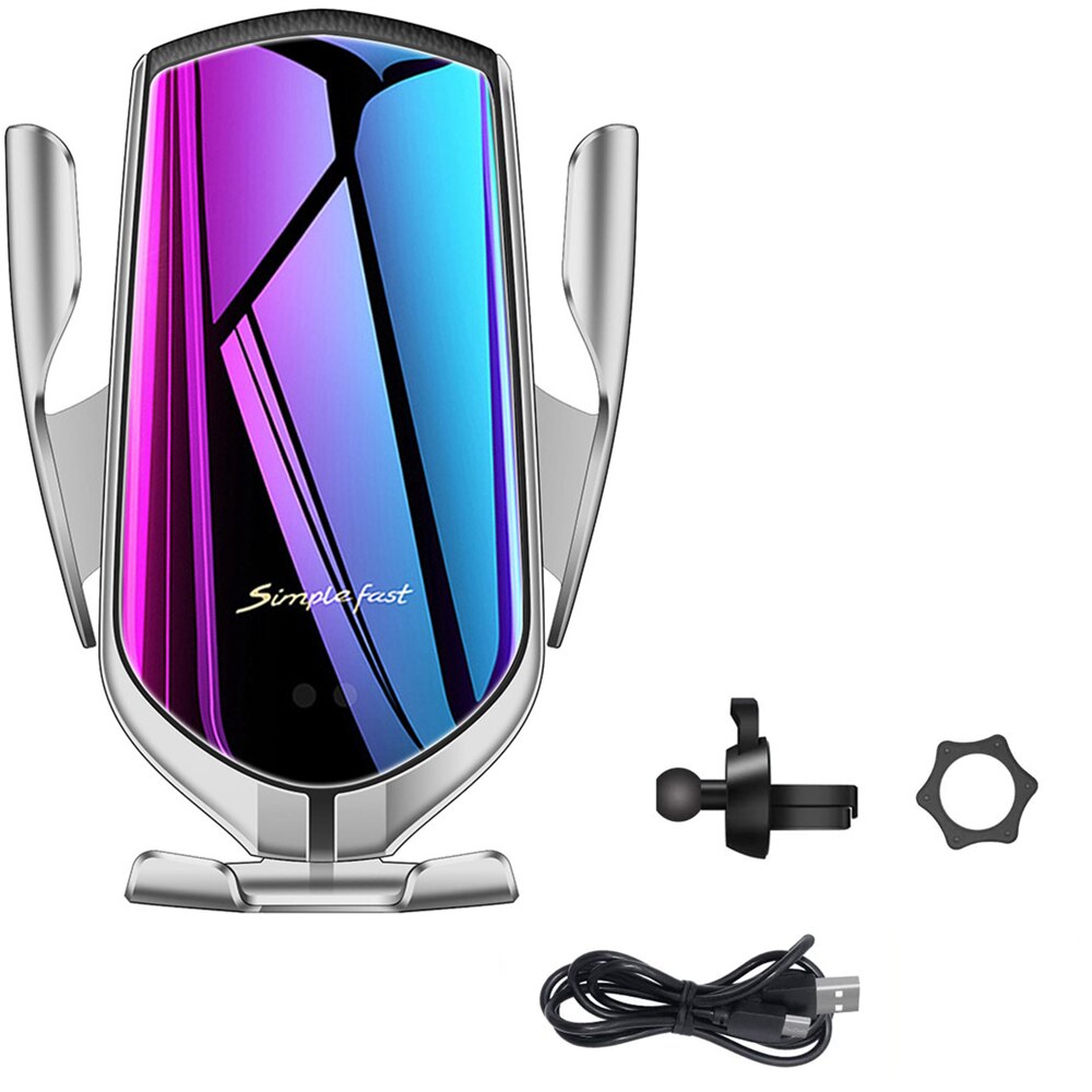 15W Wireless Car Charger Mount - Infrared Induction QI Fast Charging Station for iPhone 12 11 XS X 8: 10W Air Vent Silver