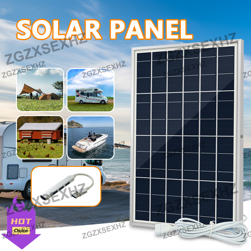 10w bærbare solcellepanelladere til utendørs campingtelefoner solcellebatterilader med 4 -i- 1 usb-havn til telefoner til bobil og båt