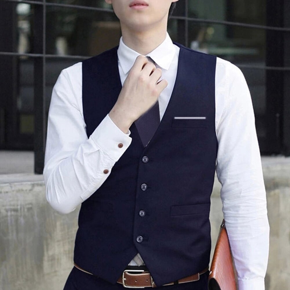Heren formeel zakelijk vest pak slim fit smoking casual jurk jas gilet