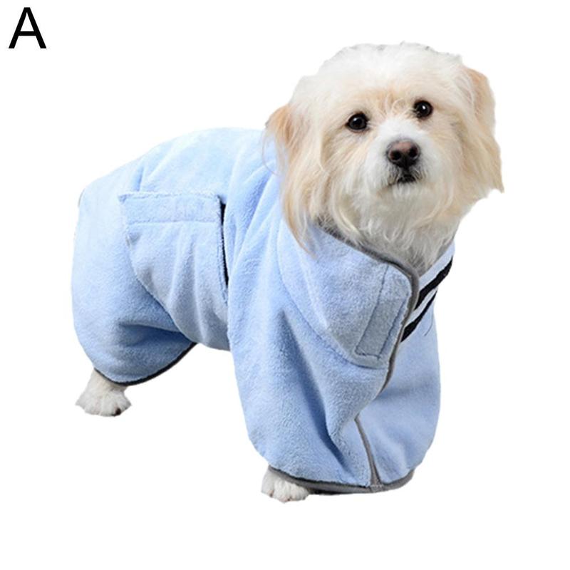 Manteau de séchage en microfibre réglable pour chien, Super absorbant, , serviette de bain pour animaux de compagnie, fournitures de bain luxueuses, doux, A7C6: Blue / XS