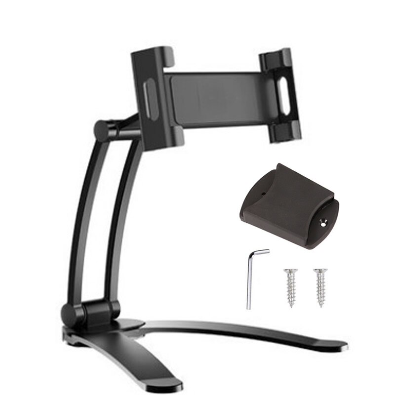 Aluminium køkken bordtelefon tablet holder flydbar justerbar 5-13 tommer tablet telefon bordholder til ipad pro 12.9: Sort