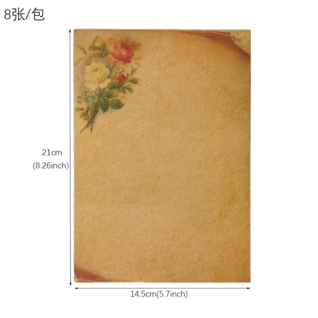 Kraft Vintage Writing Paper Sheets;kraft Brown Letter Paper 8sheets Vintage Flower: E