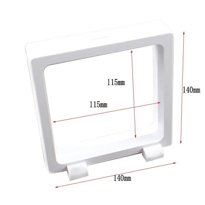 3D Floating Picture Frame Shadow Box Jewelry Display Stand Ring Pendant Holder Protect Jewellery Stone Presentation Case: Beige