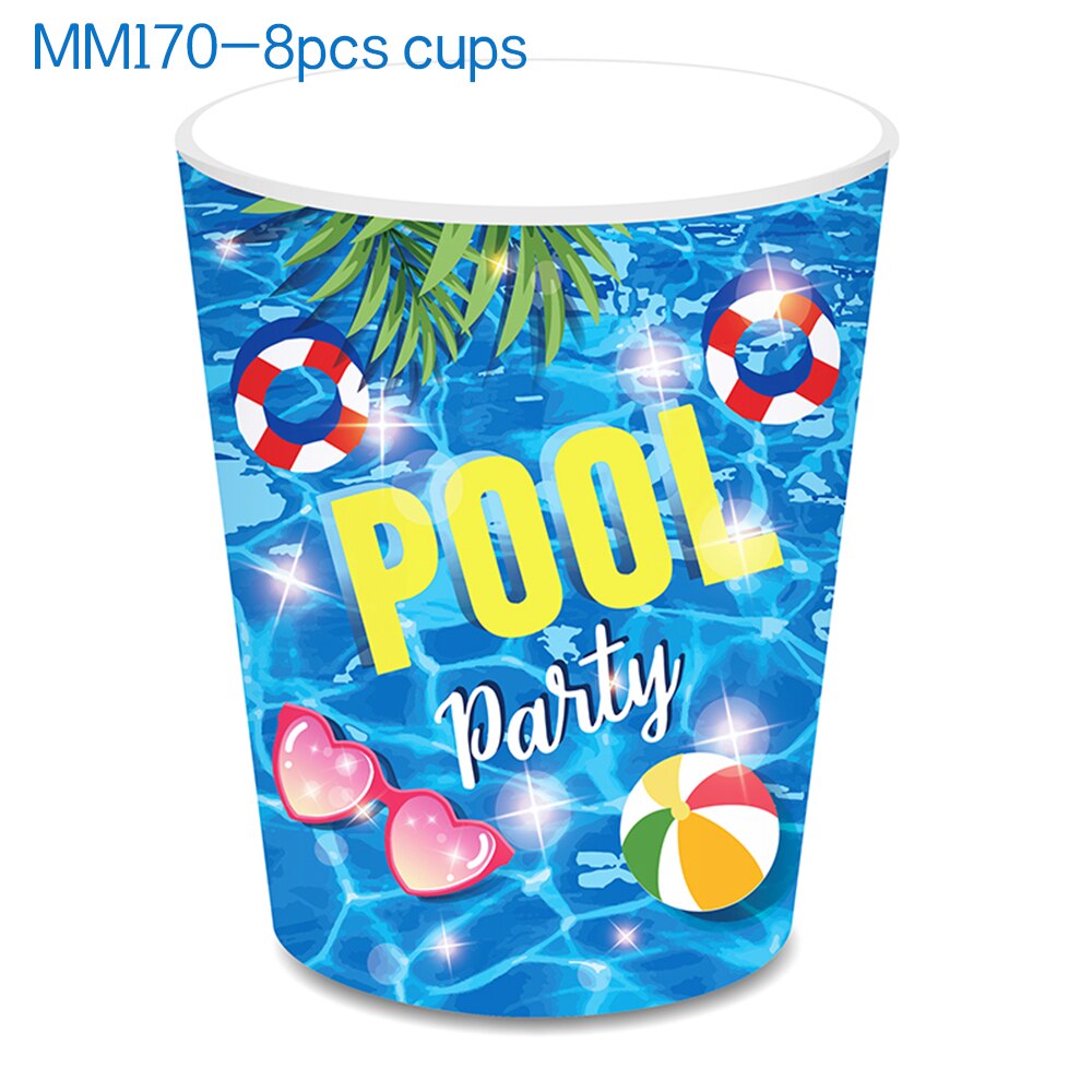 25Pcs Hawaii Summer Time Swimming Pool Fruit Happy Birthday Party Paper Photo Booth Props Kids Baby Shower Party Decorations: MM170-cup-8pcs