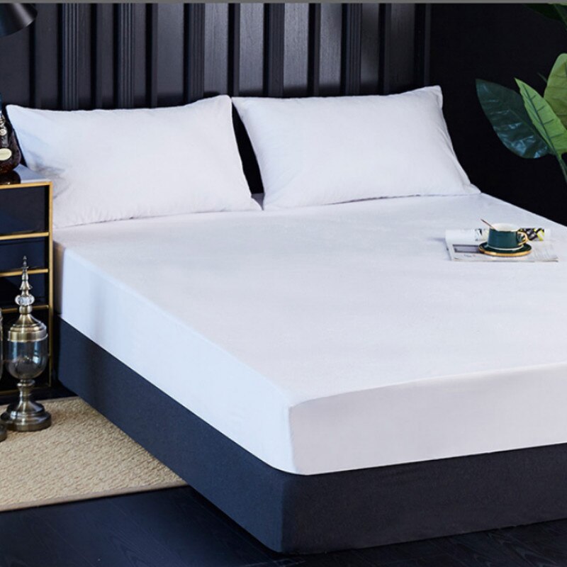 160X200cm 100% Glad Waterdicht Anti Mijten Matras Bed Cover Badstof Vel Op Elastische Matras Pad Covers Voor Matras