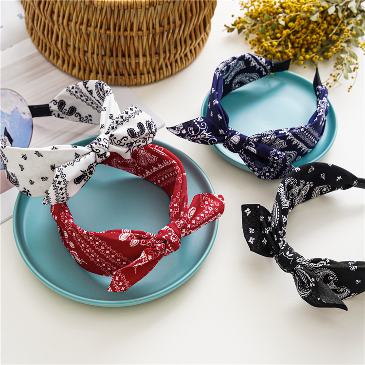 Bandana de Cachemira a la para mujer, diademas con lazo anudado, turbante con Orejas de conejo, diadema, accesorios para el cabello para niña