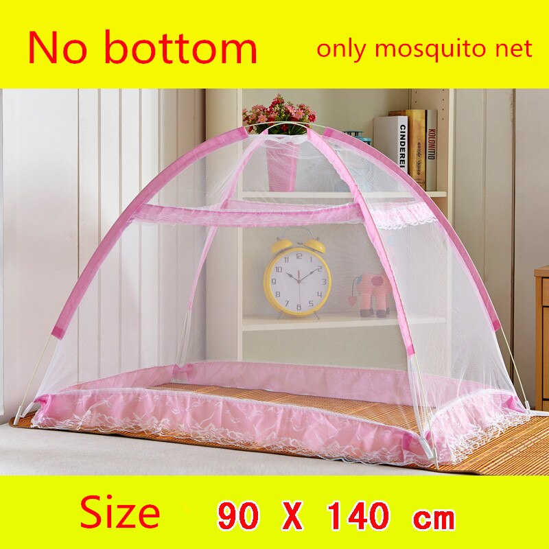 Sød baby krybbe net bærbar foldbar komfortabel baby mongolsk yurt myggenet baby seng telt myggenet: Lyserød 90 x 140cm