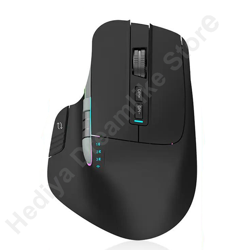 Bluetooth 2.4G Tri-Mode Draadloze Muis Dempen Kantoor Rgb Ergonomische Gaming Type-C Oplaadbare Mause Voor Laptop Pc Notebook Ipad: Black