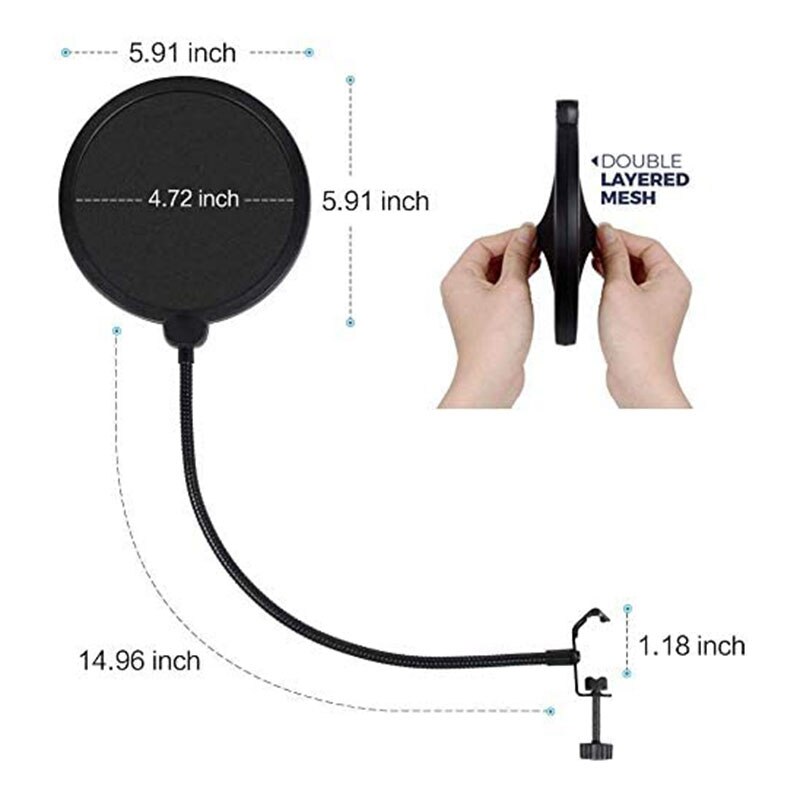 Desktop Microphone Stand,Mic Stand for Blue Yeti and Blue Yeti Pro with Mic Windscreen and Blowout Prevent Arm Stand