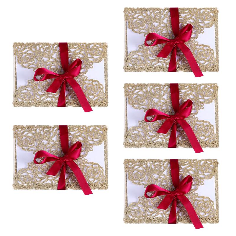 5 Set Wedding Invitations Envelop Lovely Paper Invitations Cards