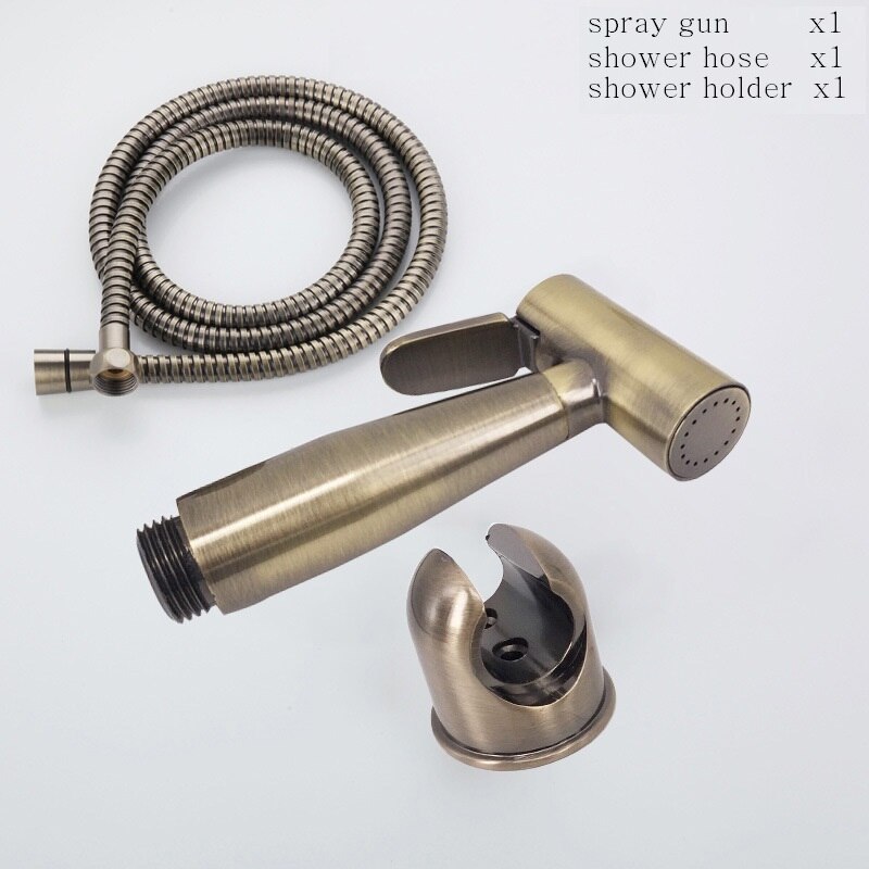 Green bronze Bidet Bathroom Hand Shower Bidet Toilet Sprayer Hygienic Shower Bidet Tap Wall Mount Bidet Faucet: A gun hose holder