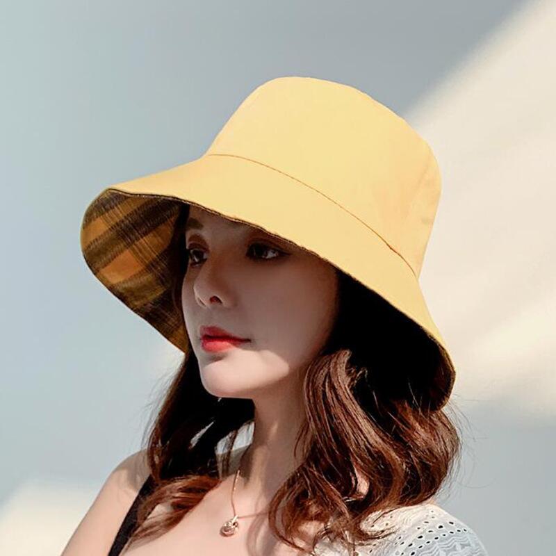 Gorro de pescador de doble cara negro y amarillo bordado, sombrero de pescador, sombrero de viaje al aire libre, sombrero de Sol para hombres y mujeres, algodón