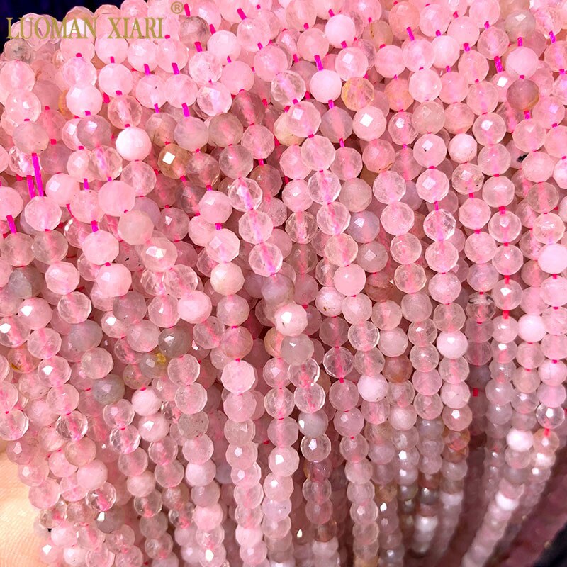 Aaa Ammenda 100% Perle in Pietra Naturale Ametista Quarzo Rosa Tormalina Topazio Sfaccettato Borda per Monili Che Fanno Fai da Te Collana Del Braccialetto: Rose quartz