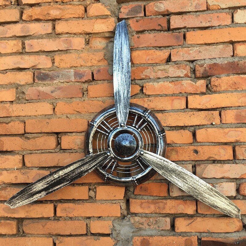 Vintage Industriële Stijl Decoraties Vliegtuig Propeller Ijzeren Muur Decoratie Bar Internet Cafe Hanger Wanddecoratie: Silvery2
