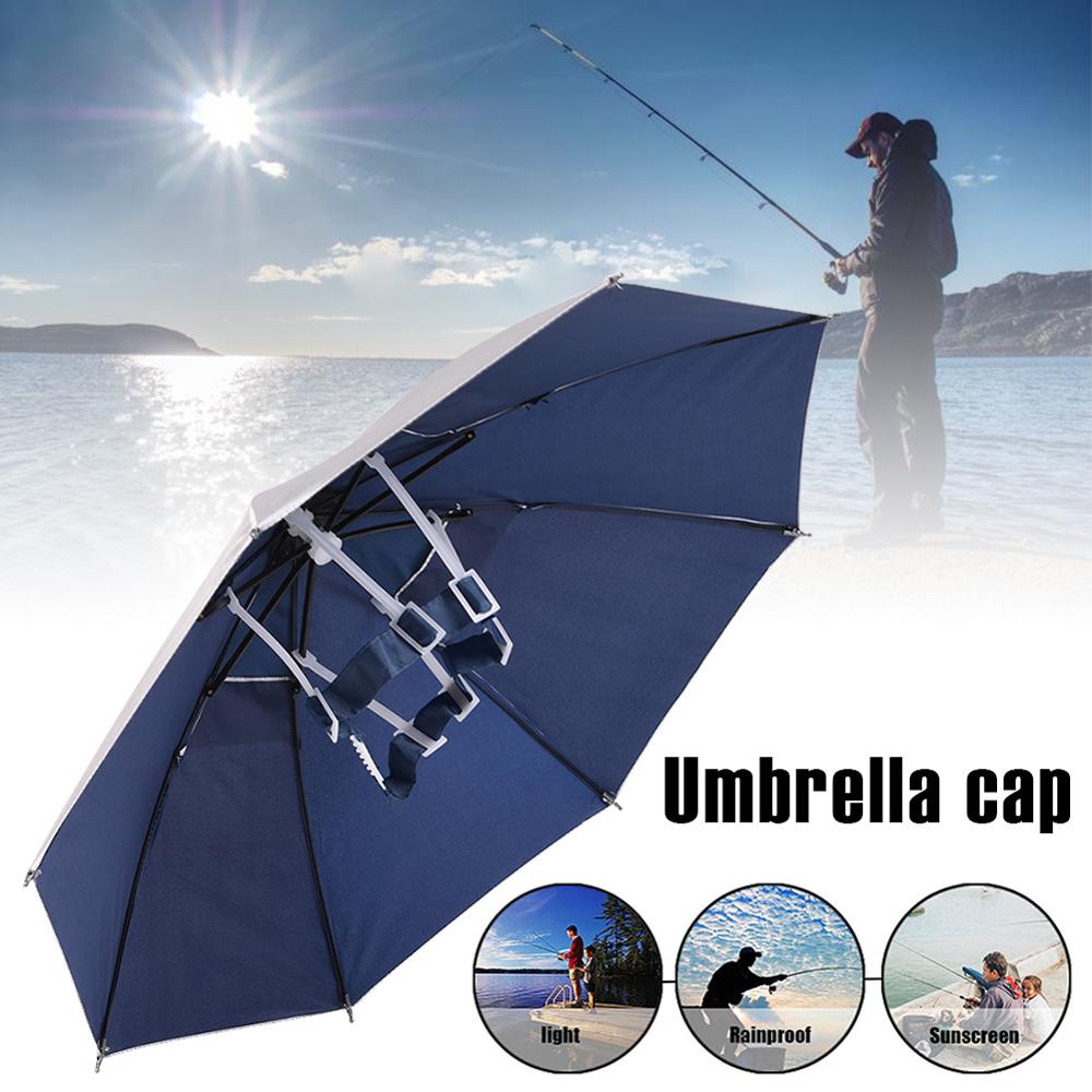 25.5 "Paraplu Hoed Opvouwbare Hoofd Paraplu Hoed Cap Handsfree Zon Bescherming Paraplu Voor Wandelen Camping Vissen Outdoor sport