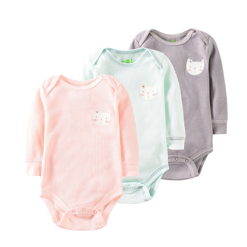 3 Teile/satz Lange Sleeeve Baby Jungen Kleidung Mädchen Kleidung Bodys Baby Mädchen Kleidung 3-9M 100% Baumwolle Waffel roupas de bebe: Rosa / 6m