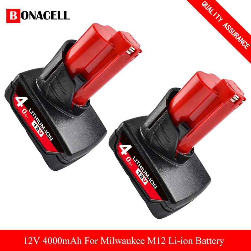 12v 6.0ah milwaukee-yhteensopiva litiumioniakku  m12 xc 48-11-2420 48-11-2450 48-11-2460 48-11-2411 akkutyökalut  l50: 2 kpl 4.0ah