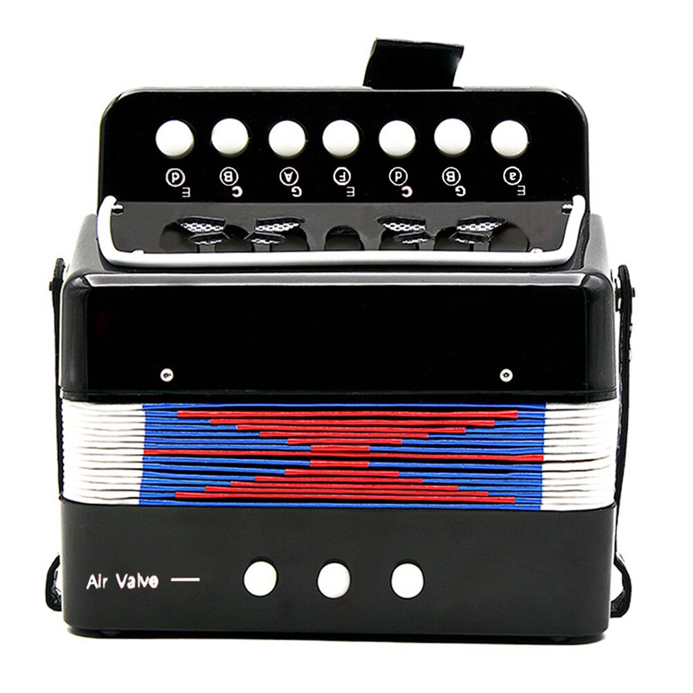 Mini Toy Accordion 7 Keys + 3 Buttons Keyboard Musical Instrument for Children Kids: Black