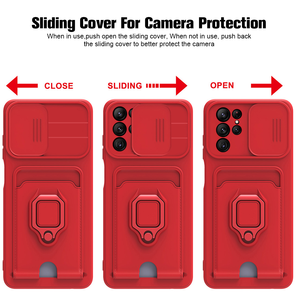 Tpu Beschermhoes Voor Samsung Galaxy S22Ultra S22Plus S22 Ultra Plus Bescherming Shell Card Ring Magnetische Back Cover Protector