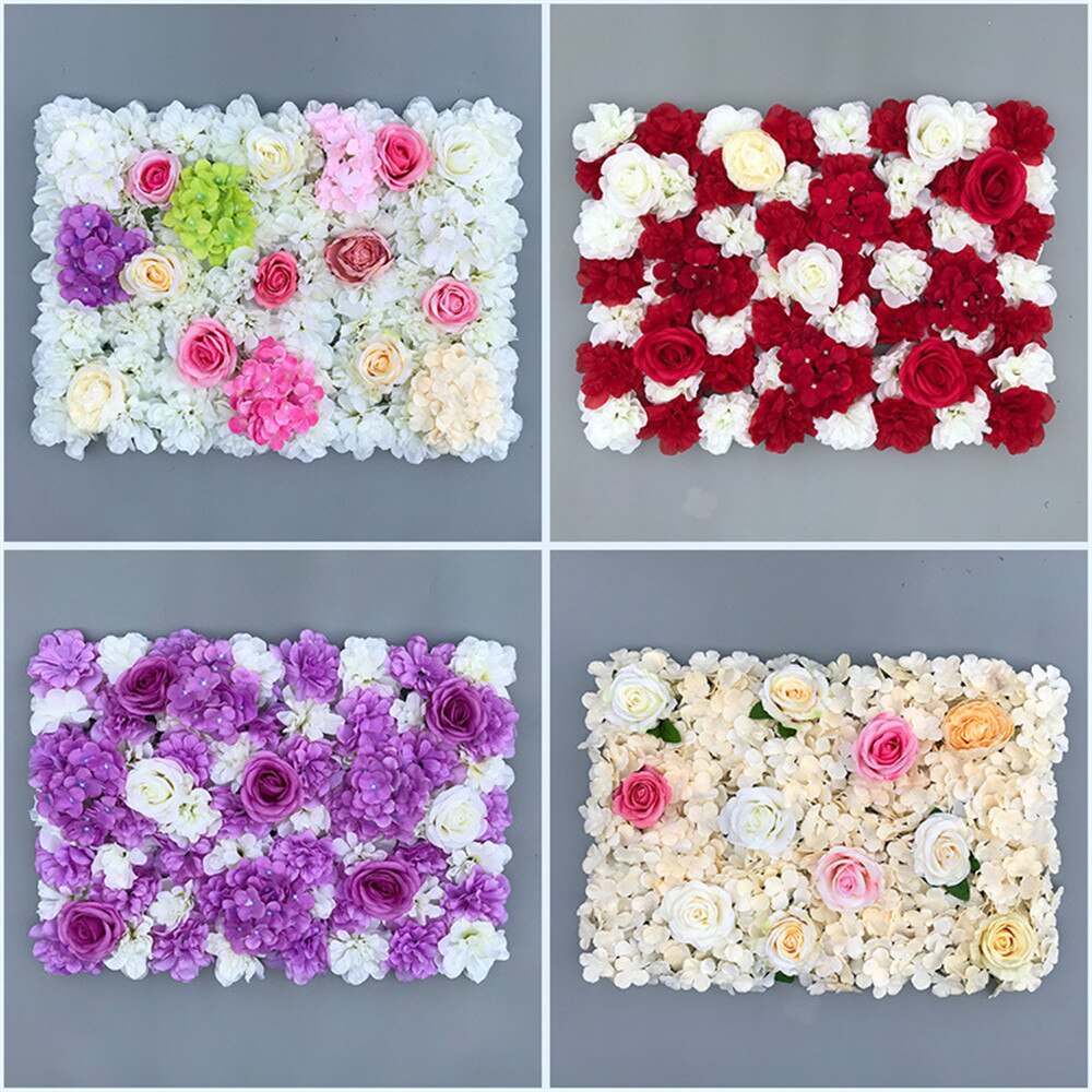 40 x 60cm blomsterveggpanel silke rose kunstige blomster full rose bryllup blomsterdekorasjon for bryllup bakteppe dekorasjon