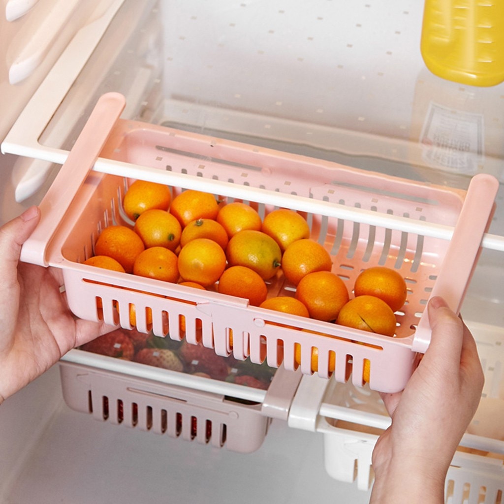 Pull-out Refrigerator Storage Box Holder Food Organizer Drawer Shelf Proper Adjustable Kitchen Refrigerator Storage Rack Fridge