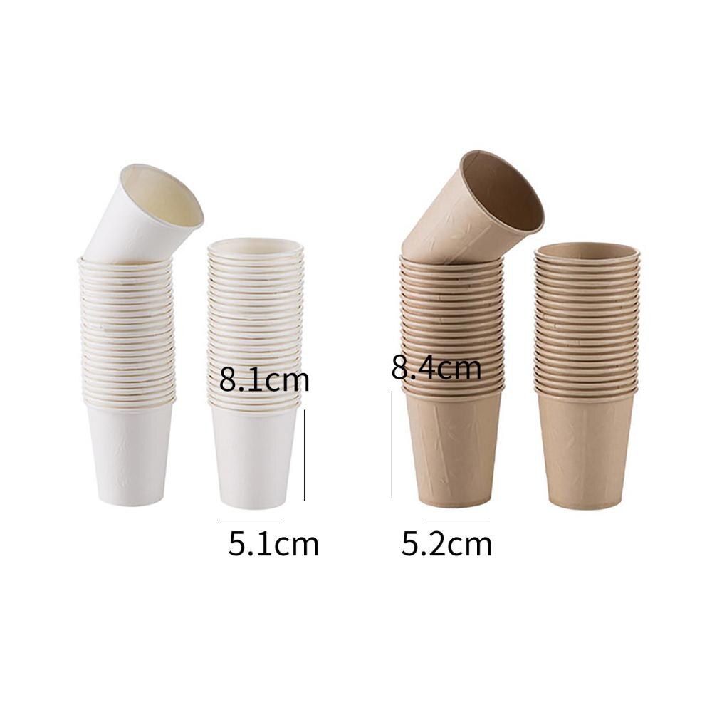 50Pcs Natural Bamboo Fiber Paper Disposable Cups Wedding Birthday Party Juice Tea Coffee Cup Tableware Stand Eco-friendly