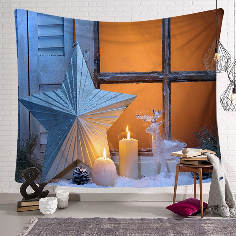 Wall Hanging Backdrop Square Bedroom Living Room Cloth Decorative Home Decor Art Blanket Happy Year Christmas Tapestry: C