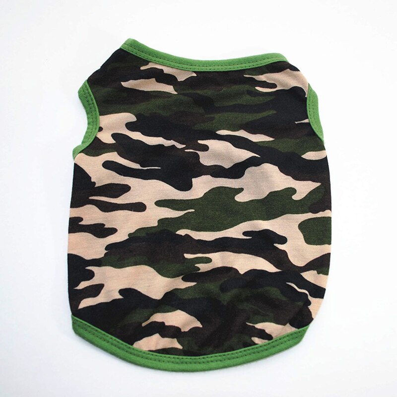 1Pcs Lente En Zomer Hond Kleren Puur Katoen Ademend T-shirt Teddy Puppy Corgi Camouflage Vest Puppy Kat Kleding: Green / S