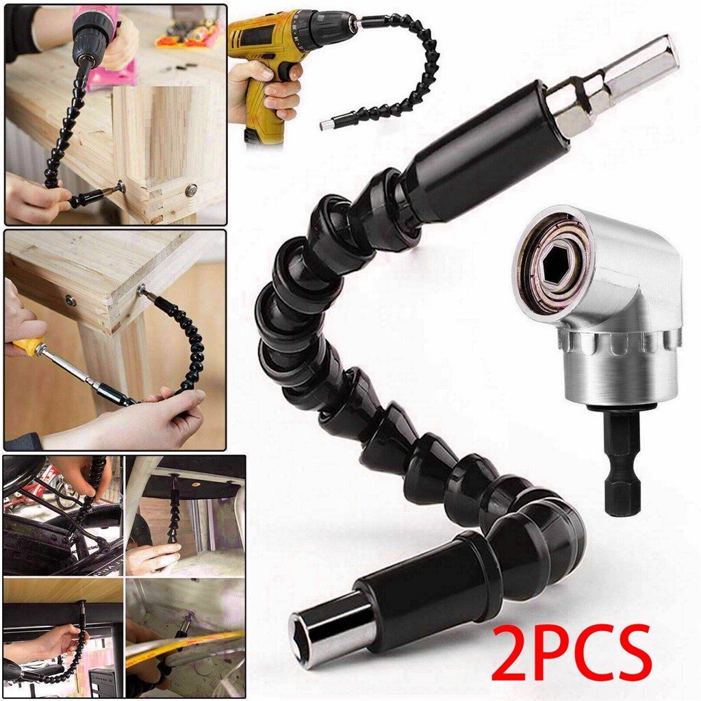 2 Pcs Haakse Boor En Flexibele As Bits Extension Schroevendraaier Bit Houder