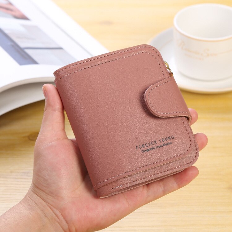 Women Wallets Luxury Brand Red Black Small Mini Coin Purse Hasp Card Holder Lady Wallet Zipper Female Leather Buckle: Watermelon Red