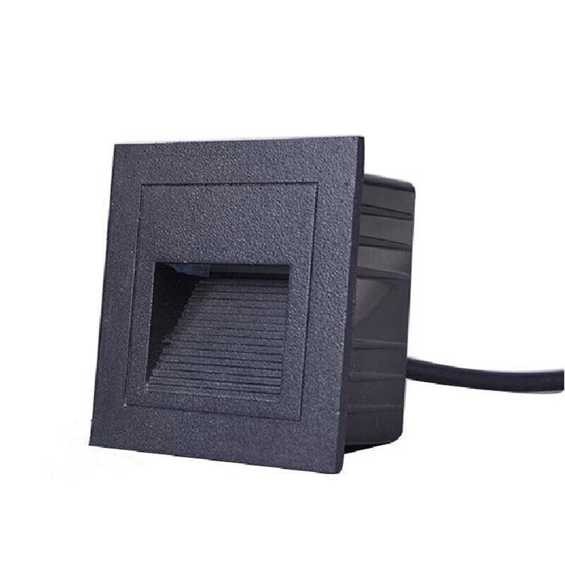 Lámpara Led de esquina de pared, luz empotrada de escalón, 85-260V, 2W, blanco frío y cálido, Bombilla de escalera para porche y sótano: Black Body / Cold White