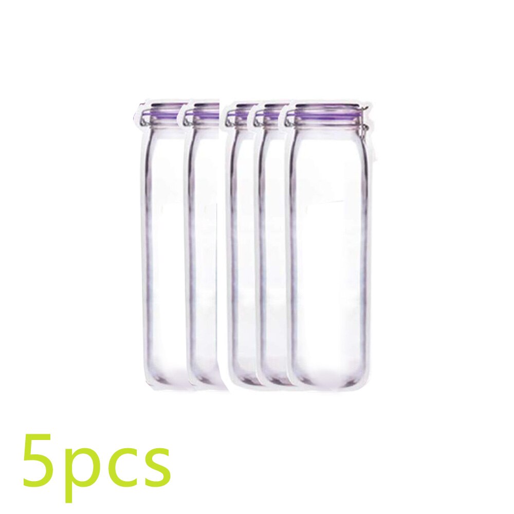 20 piezas Jar Zipper Bags reutilizable Snack ahorrador bolsa de almacenamiento para alimentos congelados bolsas de almacenamiento de bocadillos de alimentos a prueba de fugas: 5 pcs Purple