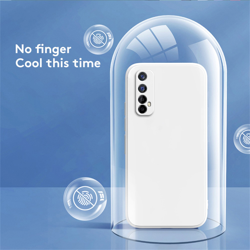 Coque souple originale pour OPPO Realme 7, Protection d'appareil photo carrée en Silicone liquide Realme7 5G, housse antichoc classique de luxe Fundas